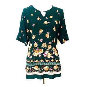 Yadira size XL green floral dress blouse NWT